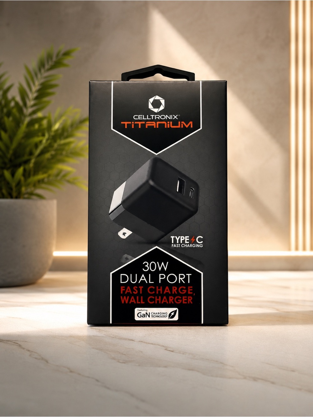 Celltronix Titanium 30W Dual Port Fast Charger - Black